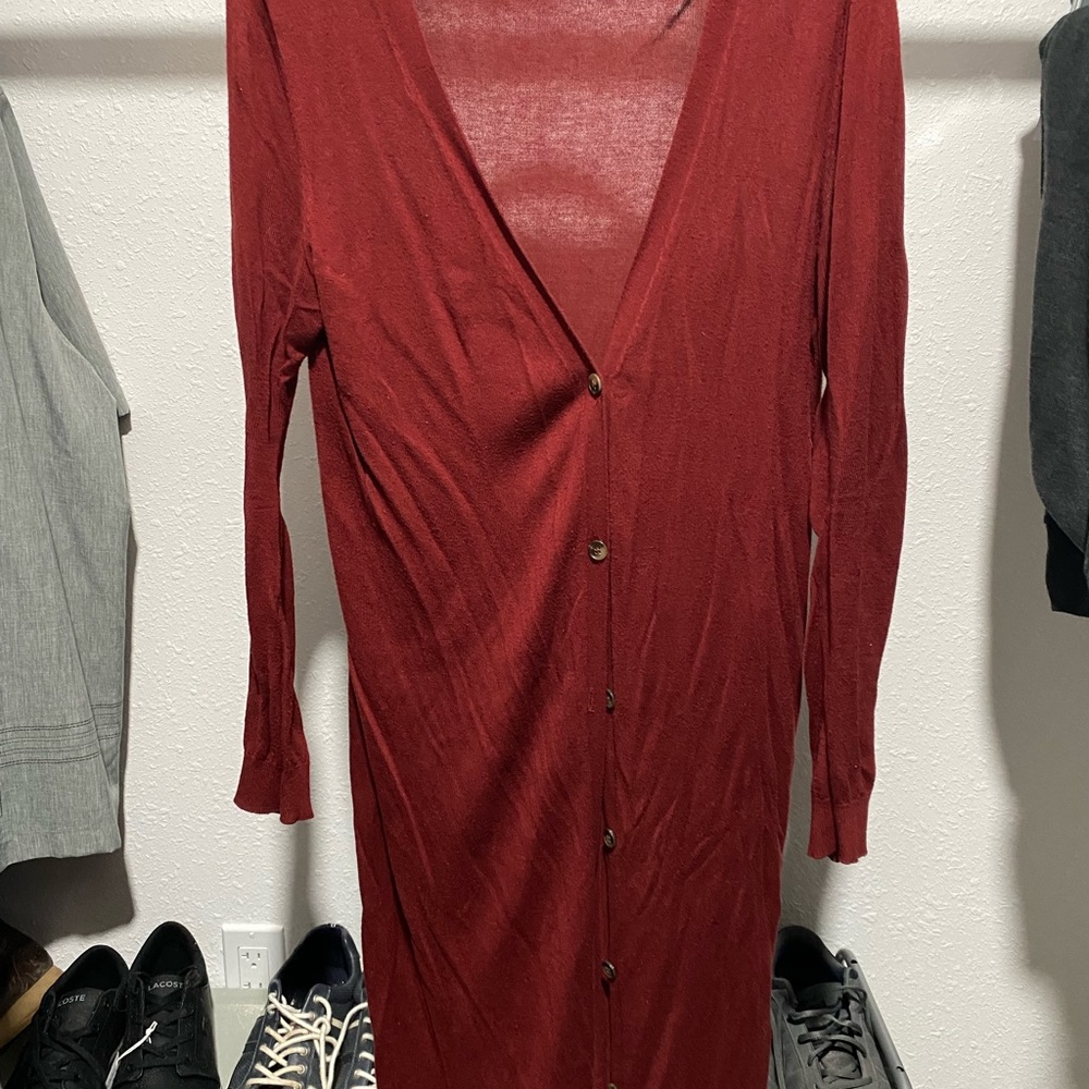 Forever 21 long red rust red cardigan